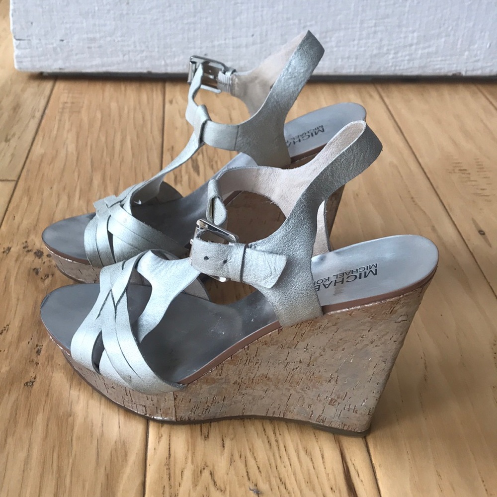 Michael Kors silver platform sandals